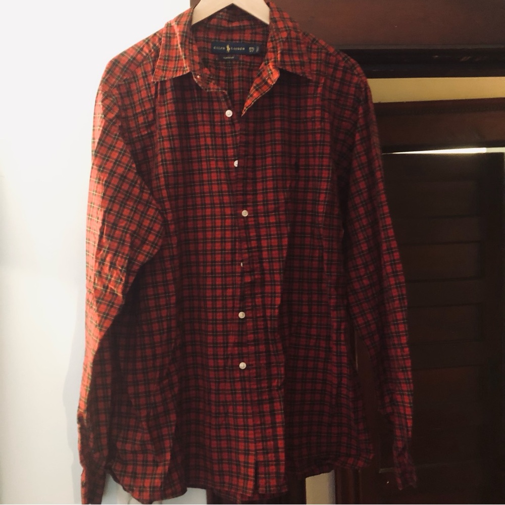 Polo Men's Red Plaid Button-Down Shirt - Classic Casual Style